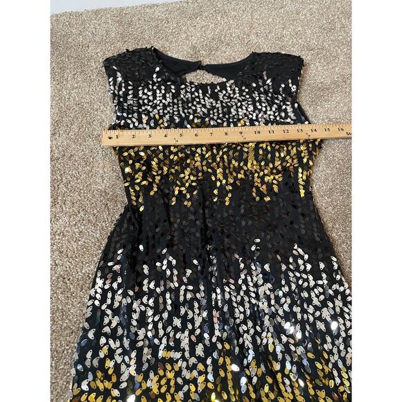 As U Wish women sequin mini dress bodycon black/gold/silver stretch SZ SM Sexy - Picture 4 of 10